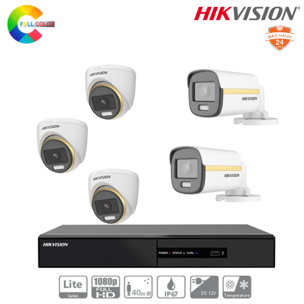 Trọn Bộ 4 Camera Hikvision ColorVu 2MP [Màu Ban Đêm]