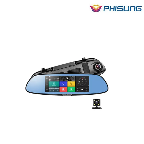 Camera Phisung C08 3G Màn Gương 7 "Android 5.0 GPS dvr xe video recorder Bluetooth WIFI Dual Lens gương chiếu hậu Dash Cam