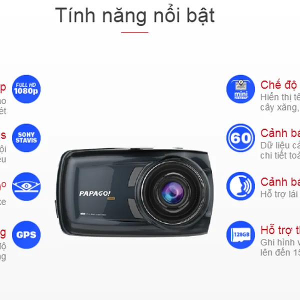 Camera hành trình Papago S70G (có cảnh báo giao thông)