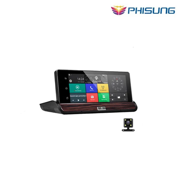 Camera Phisung V50 7 "Touch Android 3G Gương Chiếu Hậu DVR GPS WIFI car video recorder auto dash máy ảnh FHD 1080 P Dual Camera ROM 16 GB