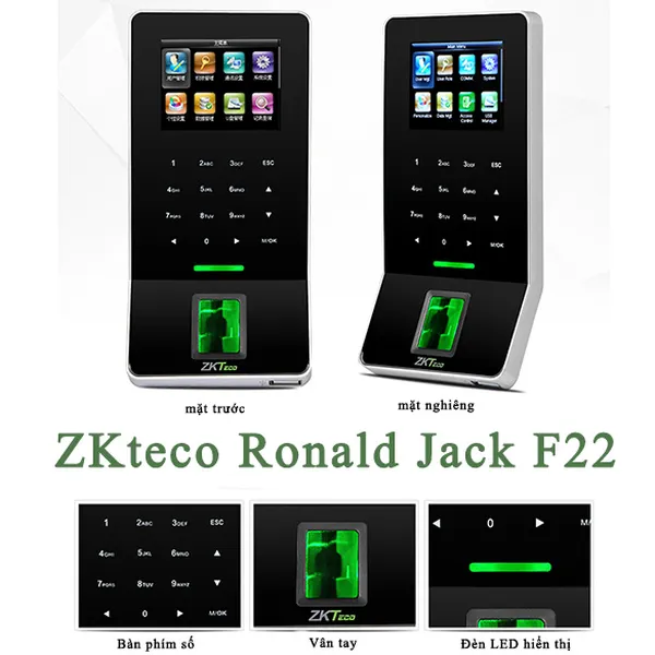 Máy chấm công vân tay thẻ wifi ZKteco F22