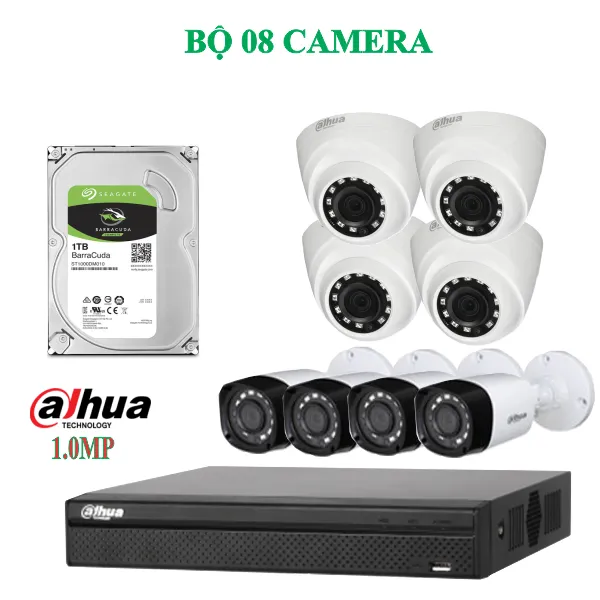 Trọn Bộ 08 Camera Dahua 1.0MP Chính Hãng