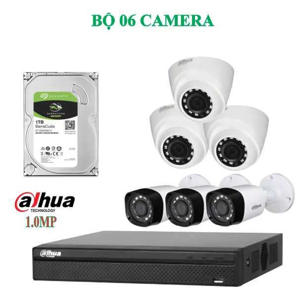 Trọn Bộ 06 Camera Dahua 1.0MP Chính Hãng