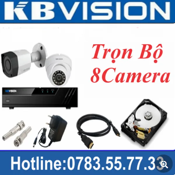 Trọn Bộ 08 Camera Kbvision 2.0MP