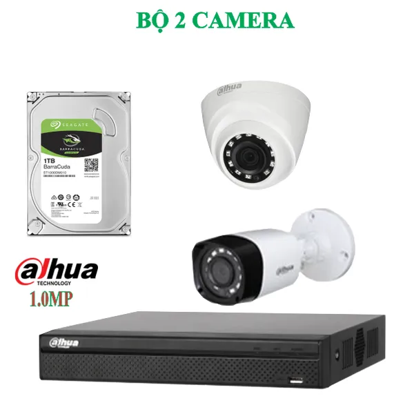 Trọn Bộ 02 Camera Dahua 1.0MP Chính Hãng