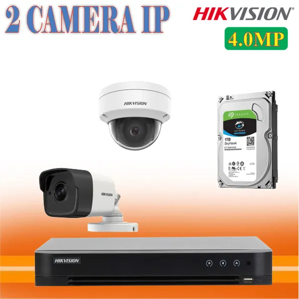 Trọn Bộ 02 Camera Hikvision 4.0MP Chính Hãng