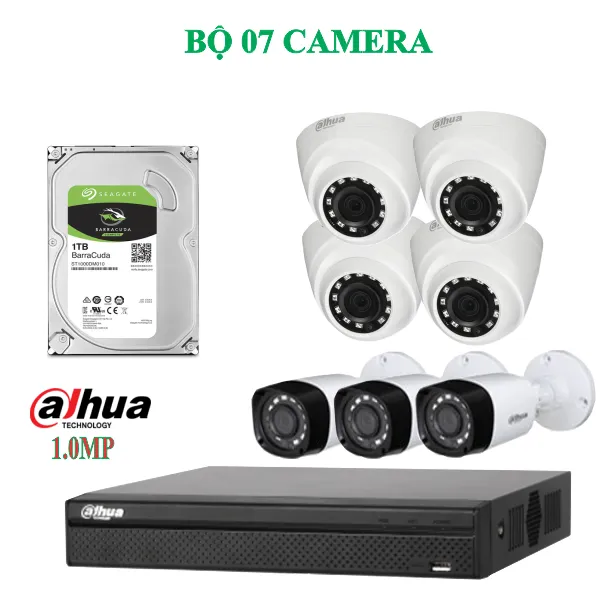 Trọn Bộ 07 Camera Dahua 1.0MP Chính Hãng