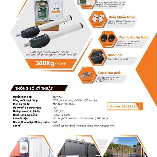 Motor Cổng Tay Đòn Roger BE20-210