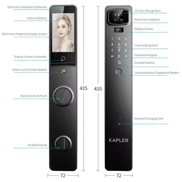 Khóa Cửa Nhận Diện Khuôn Mặt Kapler KL-820F
