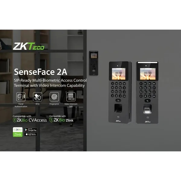 Máy Chấm Công Khuôn Mặt Zkteco SenseFace 2A Kiểm Soát Ra Vào