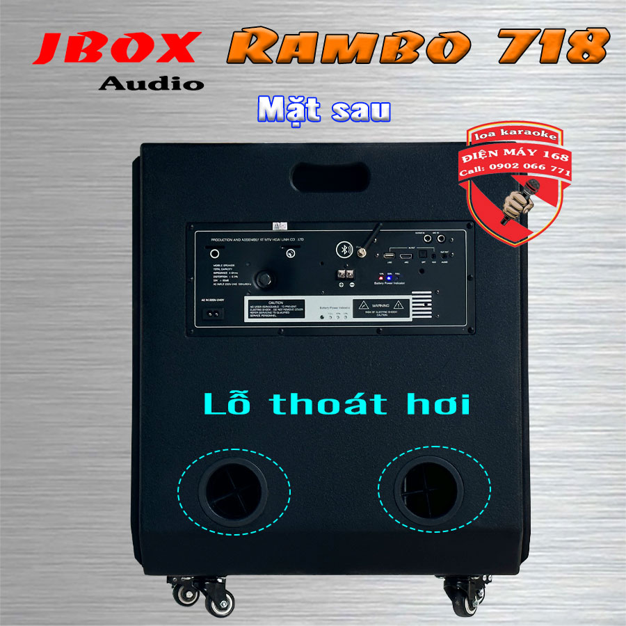 Loa karaoke nhỏ gọn công suất lớn Jbox Rambo 718 Chính hãng