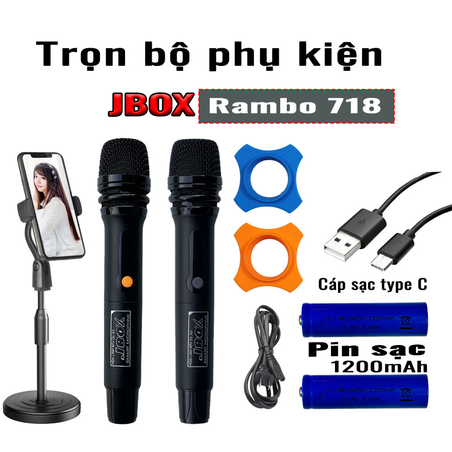 Loa karaoke nhỏ gọn công suất lớn Jbox Rambo 718 Chính hãng