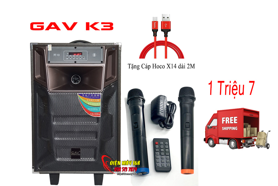 Loa kéo karaoke bluetooth GAV k3-10 bass 25cm