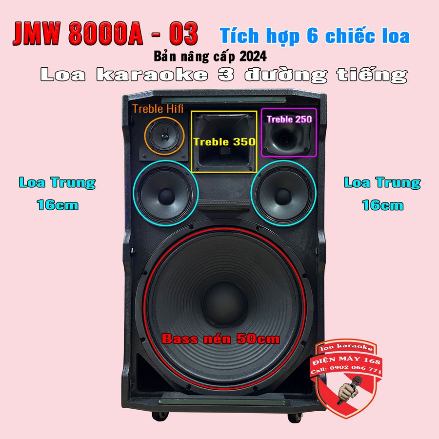 Loa karaoke thùng gỗ công suất lớn JMW J8000a-03 bản nâng cấp 2024