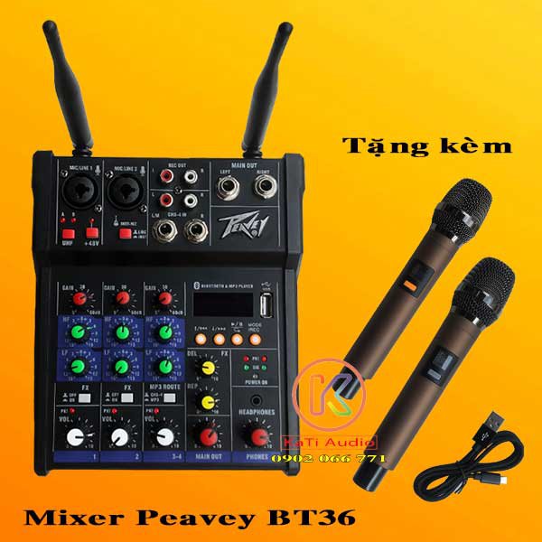 Mixer karaoke peavey bt36 tặng kèm 2 mic UHF giá dưới 2 triệu. 