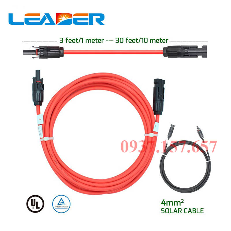 Dây cáp solar bấm sẵn đầu cos MC4 Dây cáp solar bấm sẵn đầu cos MC4