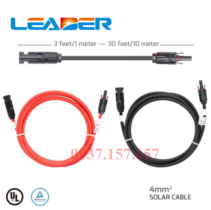 Dây cáp solar bấm sẵn đầu cos MC4 Dây cáp solar bấm sẵn đầu cos MC4