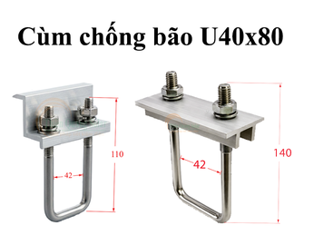 Cùm chống bão solar U40x80 dùng cho xà gồ