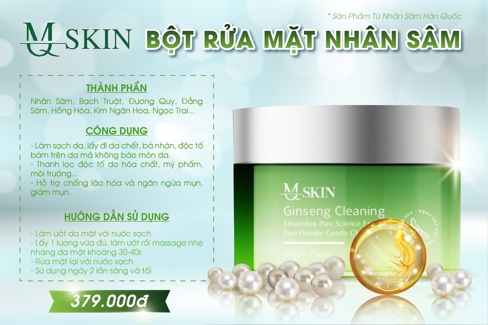 bột rửa mặt nhân sâm mqskin