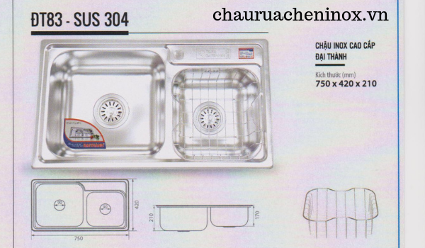 Chậu rửa chén inox cao cấp Đại Thành DT83