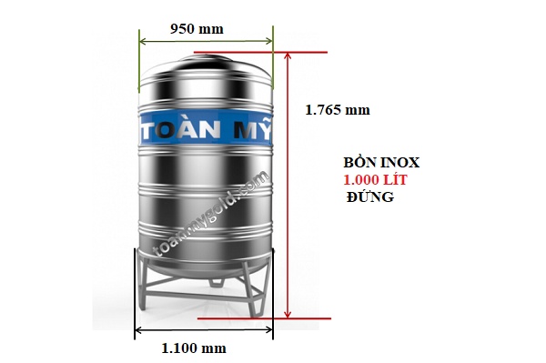 Kích thước Bồn nước inox Toàn Mỹ 1000l đứng Kích thước Bồn nước inox Toàn Mỹ 1000l đứng