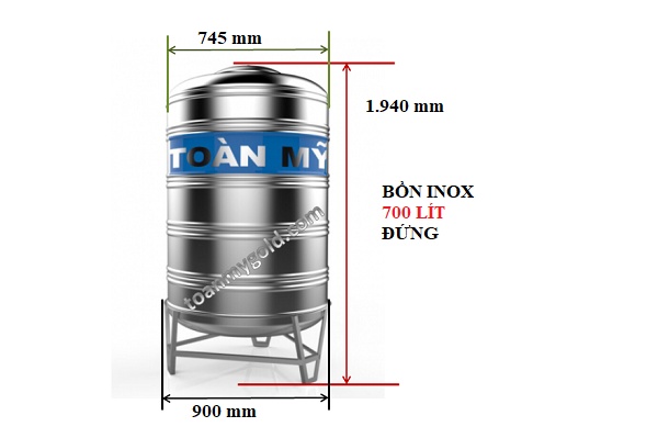Kích thước Bồn nước inox Toàn Mỹ 700l đứng Kích thước Bồn nước inox Toàn Mỹ 700l đứng