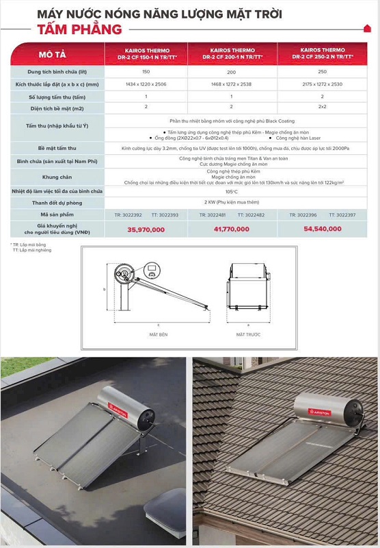 Máy nước nóng năng lượng mặt trời tấm phẳng (flat collector) của Ariston Máy nước nóng năng lượng mặt trời tấm phẳng (flat collector) của Ariston