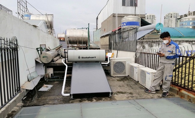 Hoàn thành lắp máy nước nóng solahart 150 lít tại khu City Land Gò Vấp, TP Hồ Chí Minh