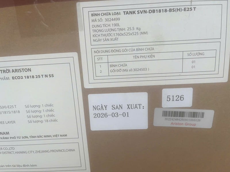 TEM Bảo hành máy nước nóng Ariston TEM Bảo hành máy nước nóng Ariston