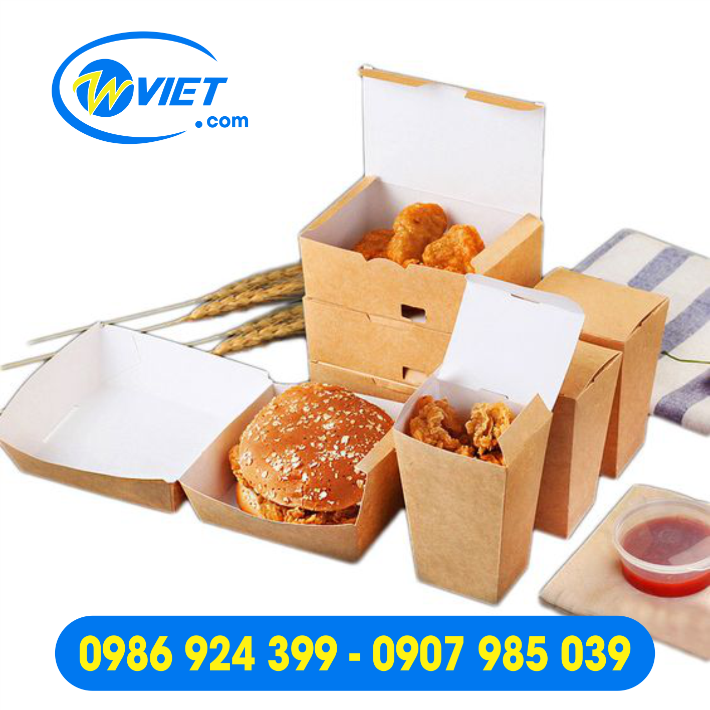 hop giay dung do an mang ve