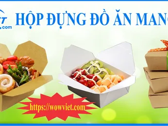 HỘP GIẤY WOWVIET ĐỰNG ĐỒ ĂN MANG VỀ THÂN THIỆN MÔI TRƯỜNG