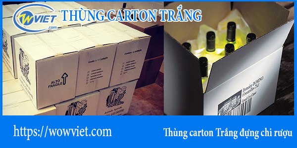 Thùng carton trắng đựng chai rượu