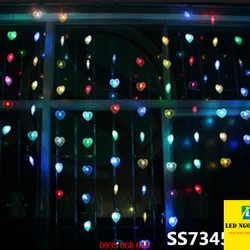 Rèm led trái tim nhiều màu