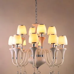 Đèn chùm pha lê màu trắng ngà voi Phú Quốc