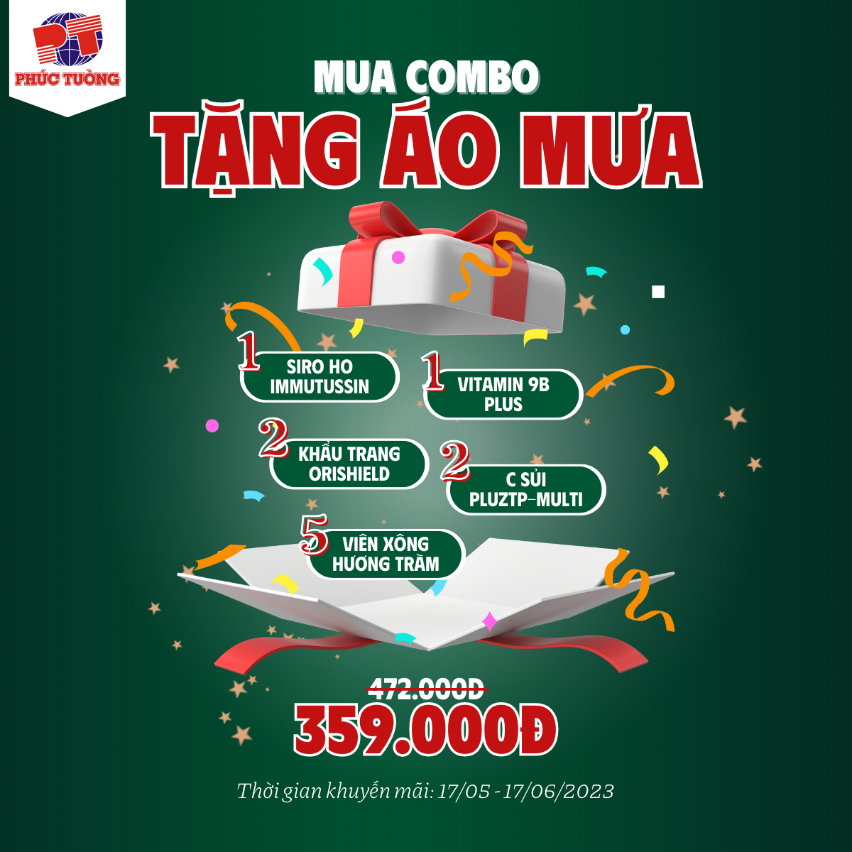 Mua combo tăng cường sức khoẻ, phòng cúm tặng áo mưa Mua combo tăng cường sức khoẻ, phòng cúm tặng áo mưa