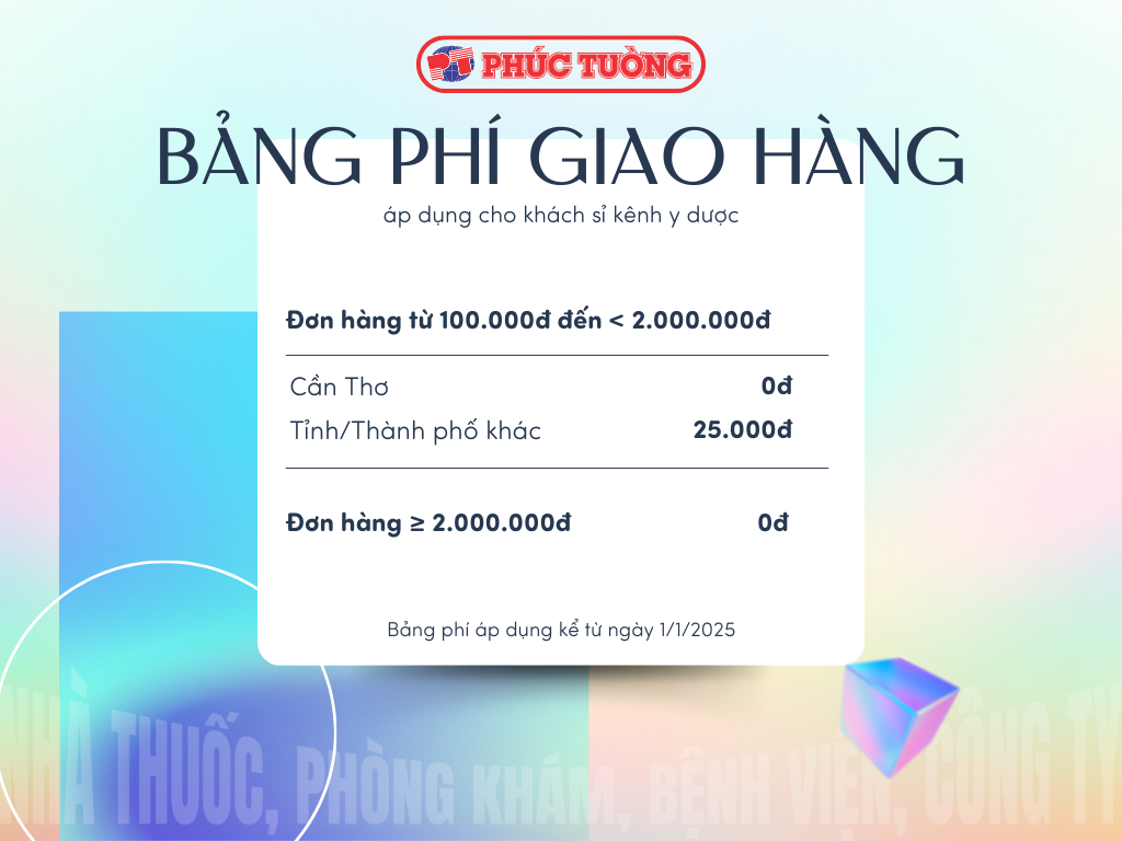Bảng phí giao hàng áp dụng cho khách y dược Bảng phí giao hàng áp dụng cho khách y dược