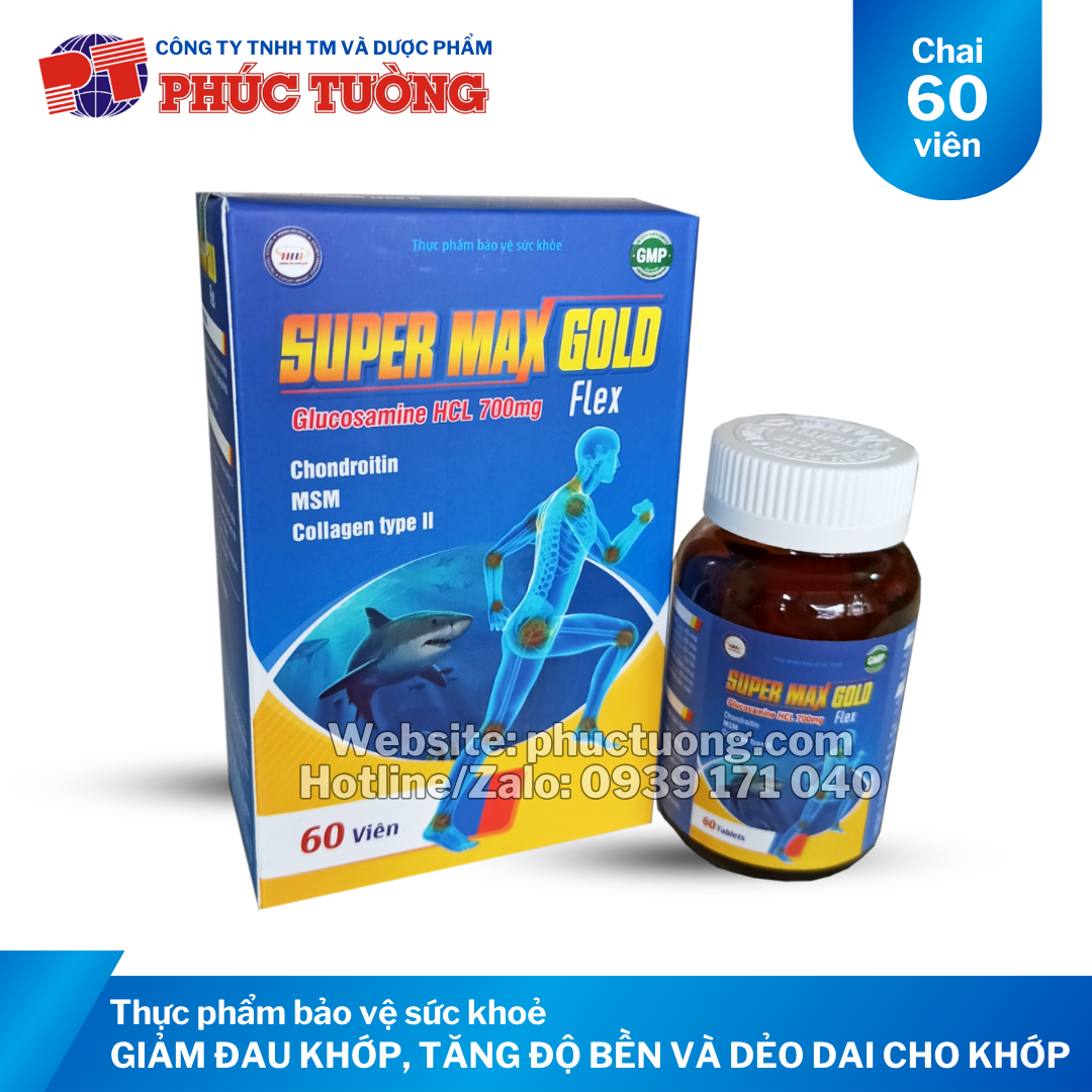 Super Max Gold Flex hỗ trợ xương khớp, giảm đau khớp, tăng độ bền và dẻo dai cho khớp Super Max Gold Flex hỗ trợ xương khớp, giảm đau khớp, tăng độ bền và dẻo dai cho khớp