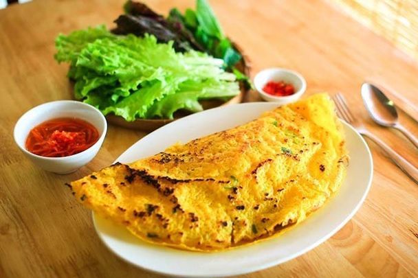 Bánh xèo chay với đậu xanh Bánh xèo chay với đậu xanh
