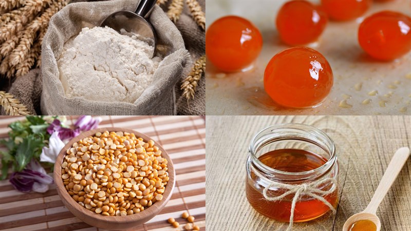 Nguyên liệu làm bánh trung thu nhân đậu xanh trứng muối Nguyên liệu làm bánh trung thu nhân đậu xanh trứng muối