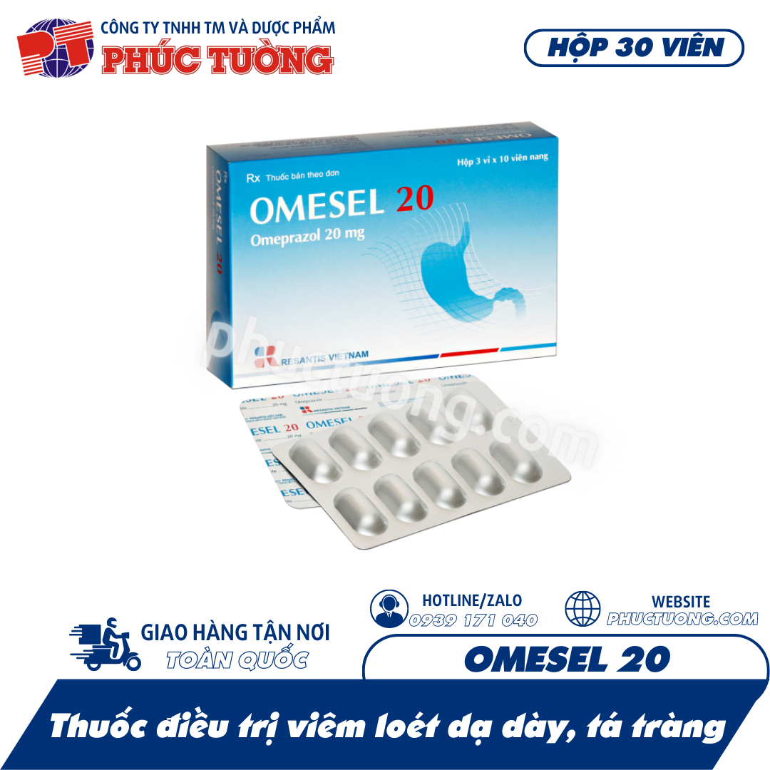 OMESEL 20 - Điều trị viêm loét dạ dày, tá tràng OMESEL 20 - Điều trị viêm loét dạ dày, tá tràng