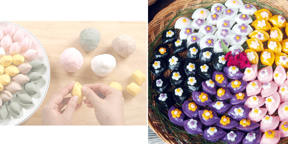 Bánh Trung Thu là Songpyeon (bánh trăng khuyết) nhiều màu sắc với hàm ý “trăng khuyết rồi sẽ tròn”. Bánh Trung Thu là Songpyeon (bánh trăng khuyết) nhiều màu sắc với hàm ý “trăng khuyết rồi sẽ tròn”.