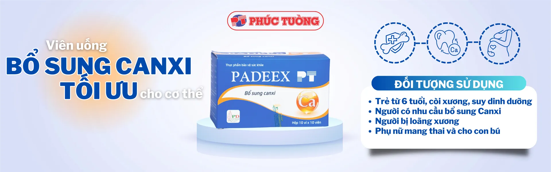 Padeex PT bổ sung canxi tối ưu cho cơ thể