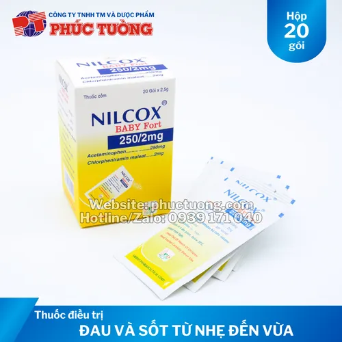 Nilcox Baby Fort 250mg điều trị cảm cúm, giảm đau, hạ sốt cho bé