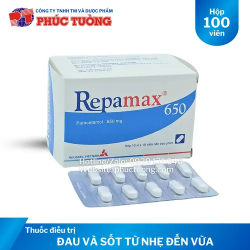 Repamax 650 điều trị đau và sốt từ nhẹ đến vừa