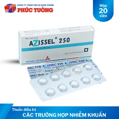 <Hết hàng> Azissel 250 điều trị các trường hợp nhiễm khuẩn