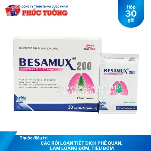 Besamux 200 tiêu chất nhày và giải độc quá liều Paracetamol