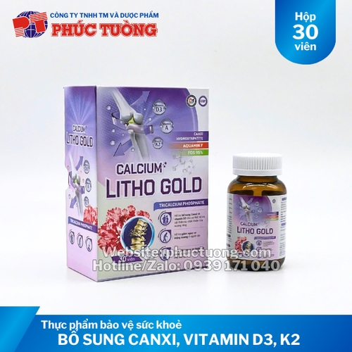 Calcium Litho Gold hỗ trợ bổ sung Canxi và Vitamin D3 cho cơ thể