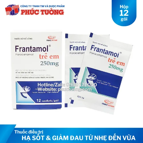 Frantamol Trẻ Em 250mg giảm đau và hạ sốt từ nhẹ đến vừa
