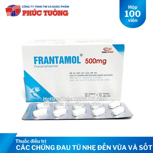 Frantamol 500 giảm đau, hạ sốt từ nhẹ đến vừa
