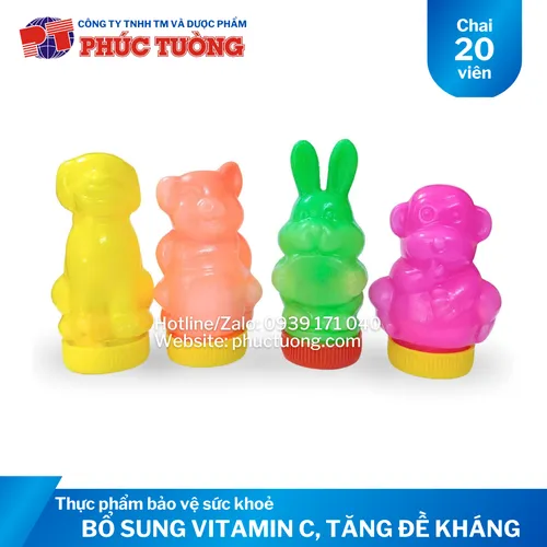 Kẹo ngậm C hình thú bổ sung vitamin C tăng cường dinh dưỡng và sức đề kháng